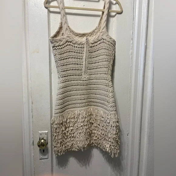 Cream Crochet Mini Dress - Picture 2 of 9
